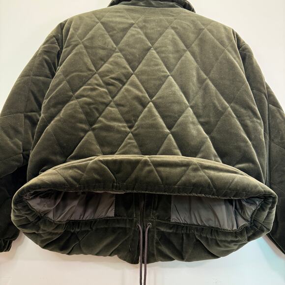 Y2K Talbots Velour Jacket XS Velvet Green Quilted Puffer Vintage - Picture 7 of 14